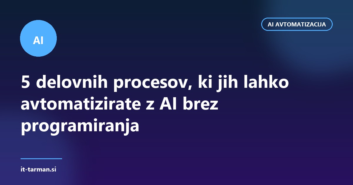 5 delovnih procesov, ki jih lahko avtomatizirate z AI brez programiranja