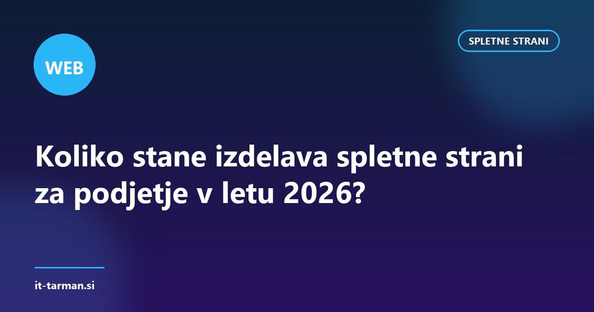 Koliko stane izdelava spletne strani za podjetje v letu 2026?