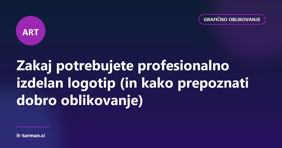 Zakaj potrebujete profesionalno izdelan logotip (in kako prepoznati dobro oblikovanje)