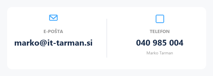 Kontakt - IT Tarman: e-pošta in telefon